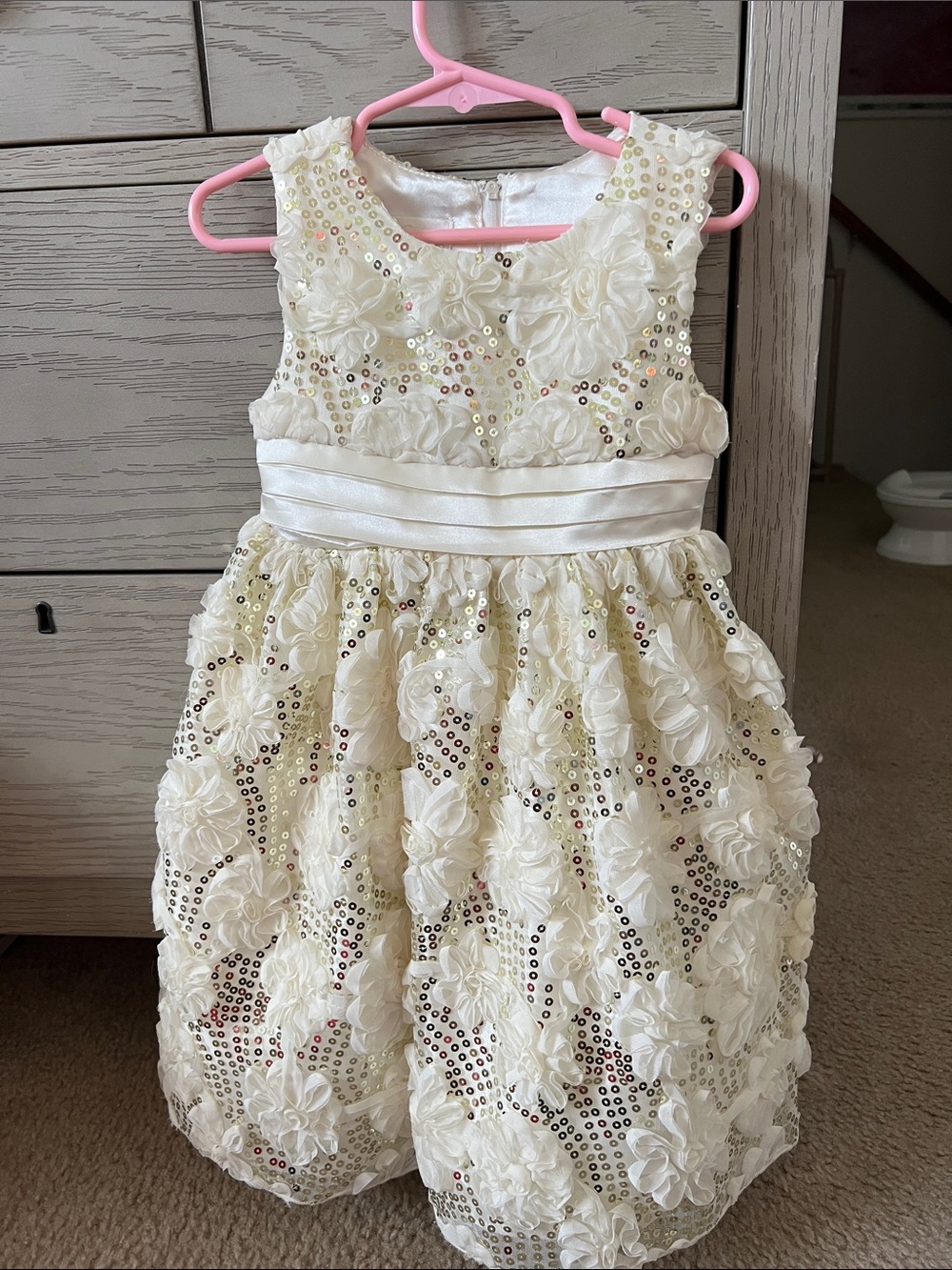 American Princess Ivory Floral Sequin Party Dress